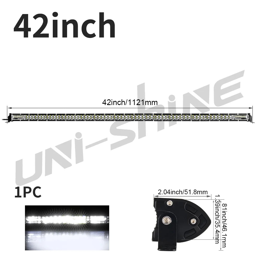 UNISHINE Slim 12D Led Light Bar 20-52inch Spot Flood Combo Beams LED Driving Light For SUV 4X4 Off Road LED Work Lamp 12V 24V