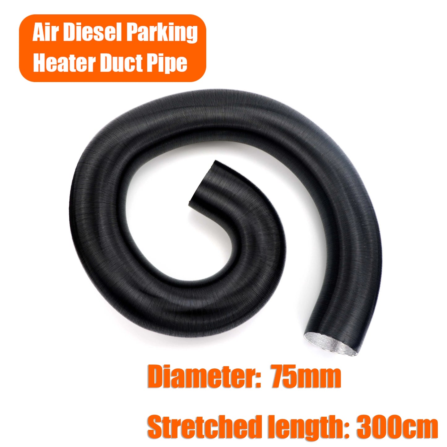42mm 60mm 75mm Inner Diameter Stretched length 300cm 500cm Air Diesel Heater Duct Pipe Tube Hose For Car Camper Truck Caravan