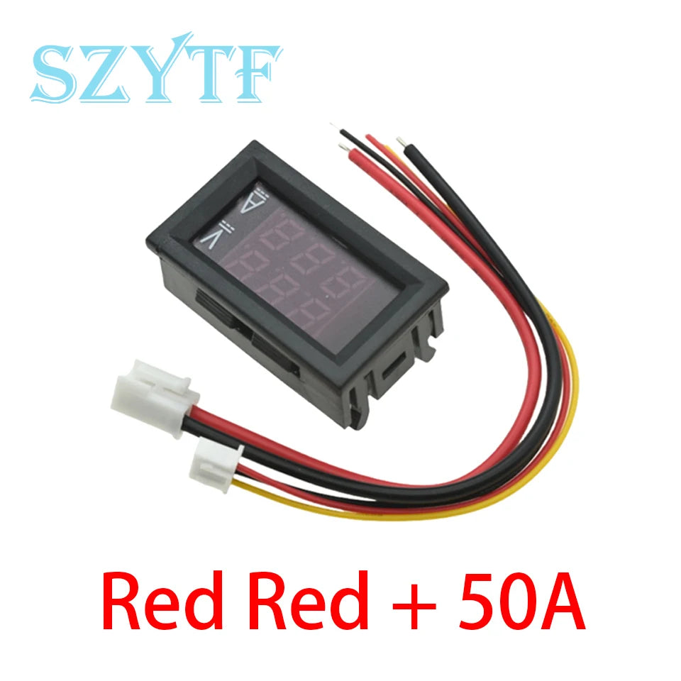 Mini Digital Voltmeter Ammeter DC 0-100V 50A Amp Volt Voltage Current Meter Detector Tester 0.28" Dual LED Display Gauge + Shunt