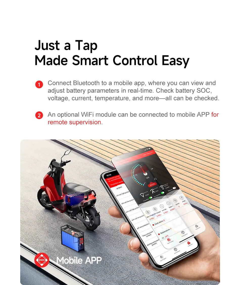 Daly Smart BMS LiFePo4 4S 12V BMS 8S 24S 72V 48V 16S 100A 150A 200A 250A 300A 3.7V Li-Ion BMS 7S 13S 14S 3.2V BMS