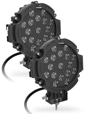2PCS 7 Inch 51W Round LED Offroad Lights, 5100LM Spot Driving Light Pod Bumper Roof Fog Light Fit for Boat, Jeep, ATV, SUV