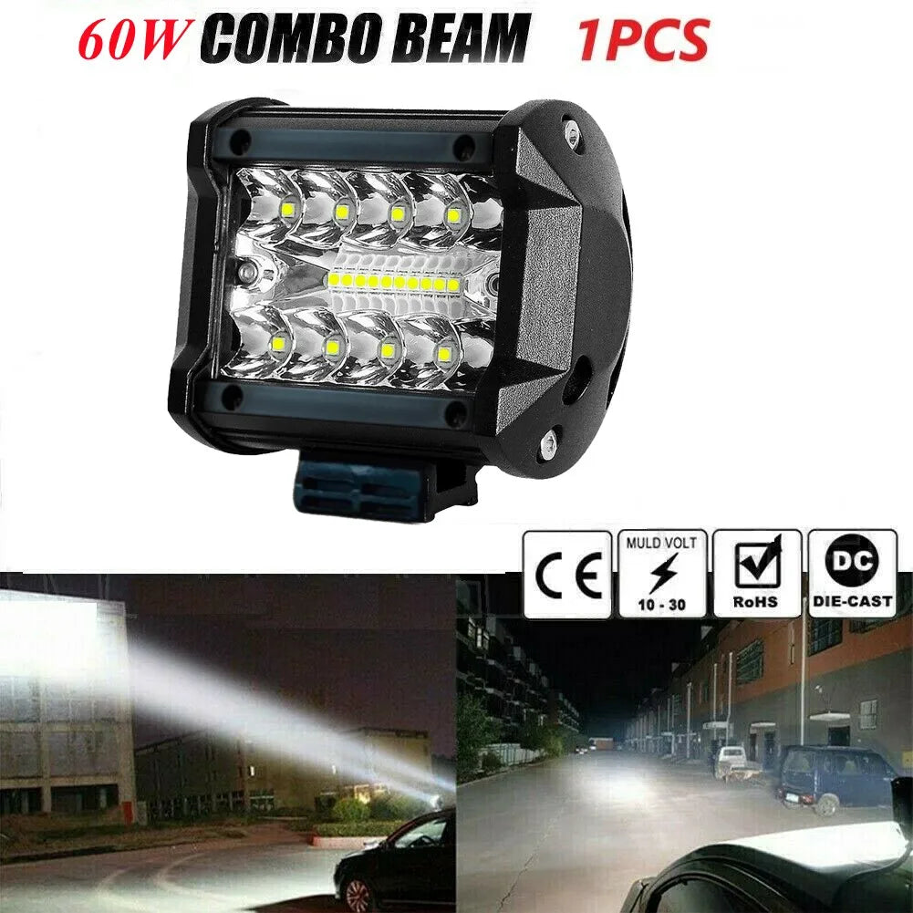 12V 60W LED Bar Offroad Spot Flood Combo LED Light Bar Work Light For Truck Car SUV ATV UTV 4WD LED Headlights