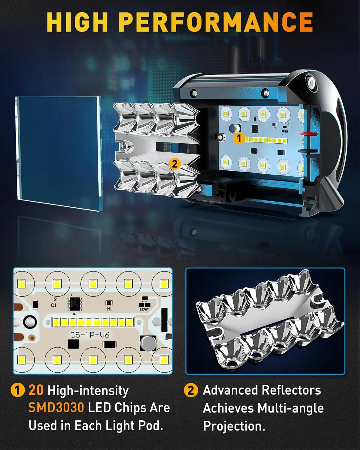 NAOEVO 4 Inch 2Pcs LED Pod Lights Spot Flood Combo LED Fog Driving 4x4 Off Road Lights Work Lights for Truck Boat ATV UTV Jeep