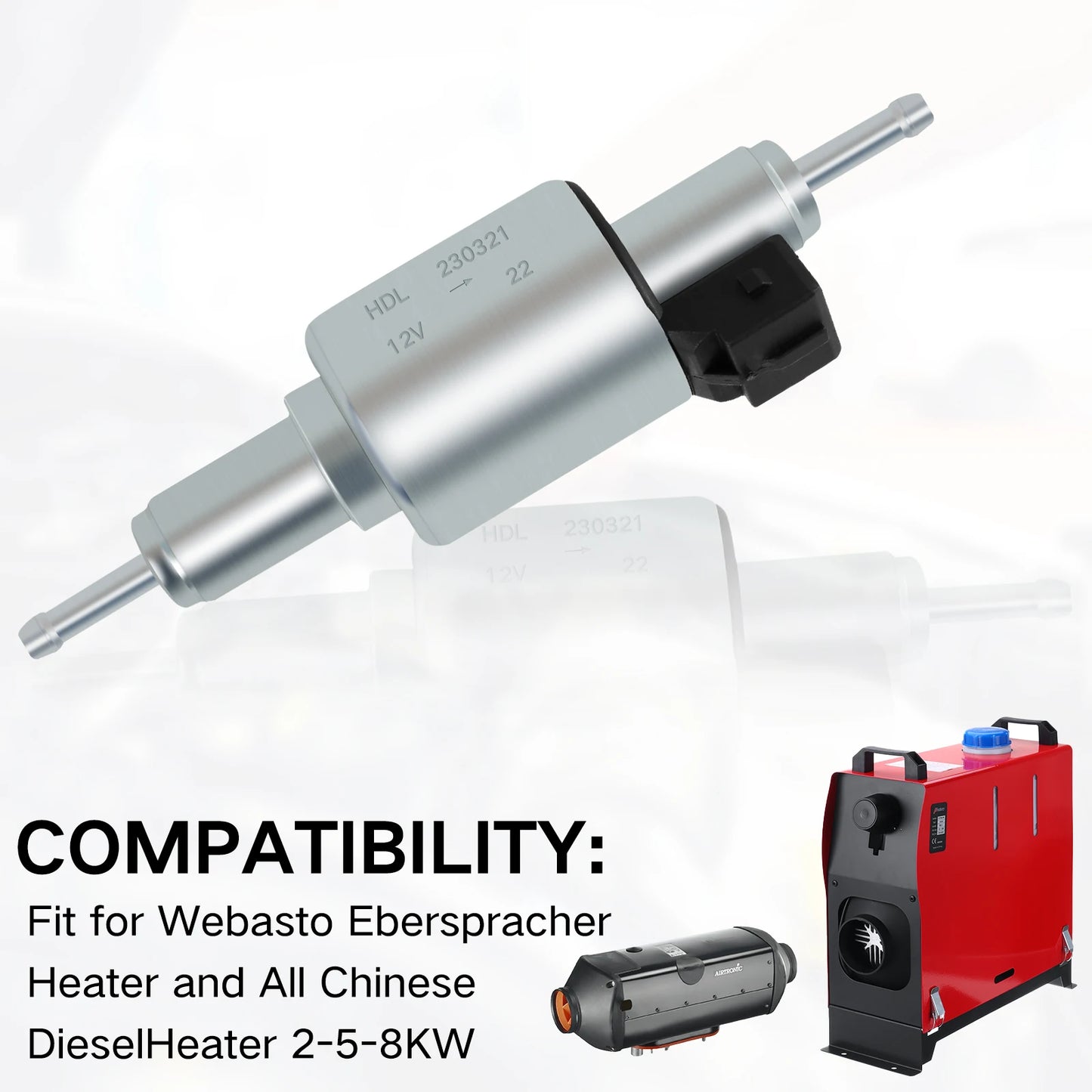 Auto Diesel Heater Oil Fuel Pump 12/24V Low Noise 22ML Pulse Metering Gas Inline Air Heater Fuel Pump Car Diesel Heater 2/5/8KW