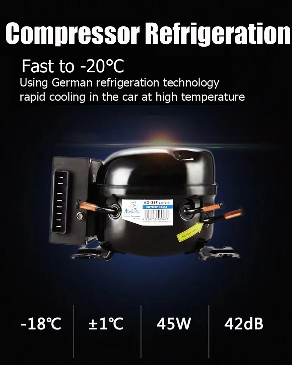 35L/45L/55L Alpicool Car Refrigerator Portable Fridge Double Door Cooler Freezer 12V 24V 220V Outdoor Home Use Camping Travel