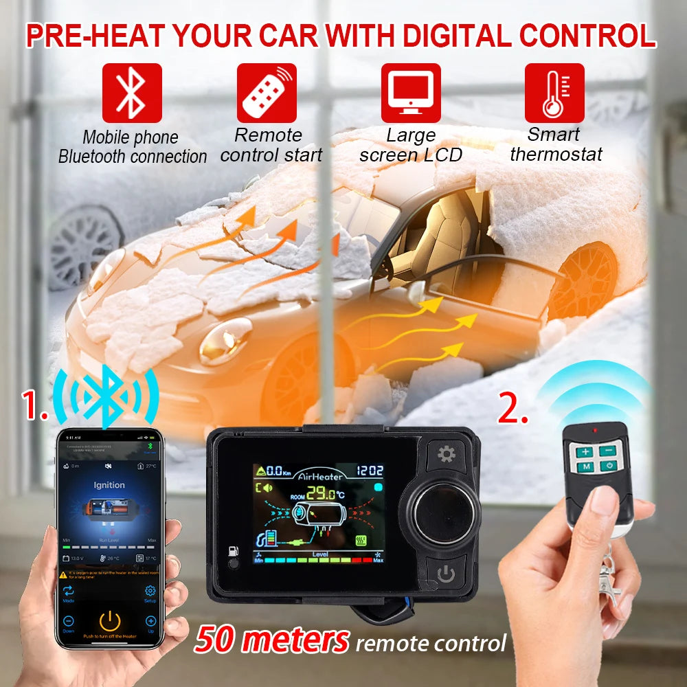 5KW Parking Heater Bluetooth Motherboard Switch Remote Control Wiring Harness Combination Suit Heater Accessories For Car Truck