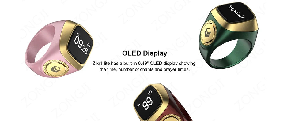 IQibla Smart Zikr Rings Tasbih Tally Intelligent Digital Counter for Muslims Praise 5 Prayer Time Electronic Vibration Reminder