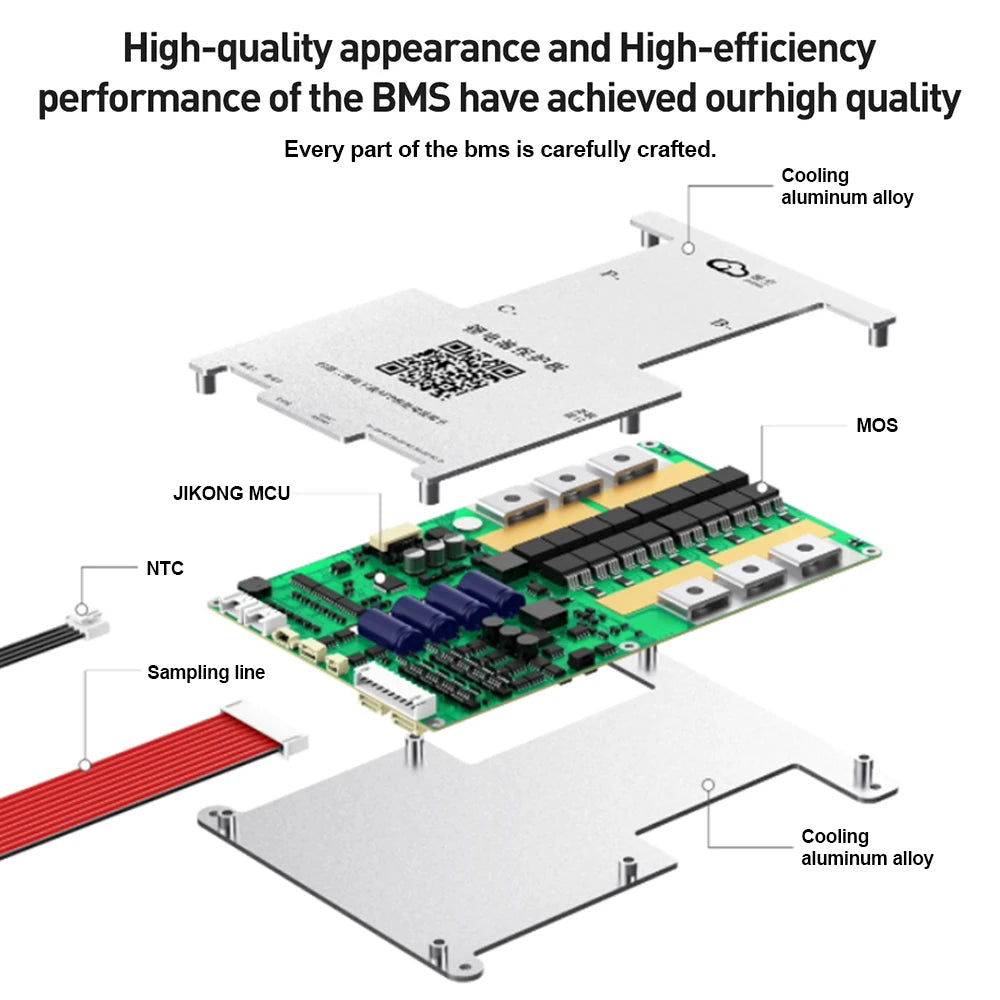 JKBMS B2A8S30P 4S 5S 6S 7S 8S 12V 24V Smart BMS CANBUS HEAT 2A Active Balance Current 300A for Li-ion LiFePO4 Lto Battery JIKONG