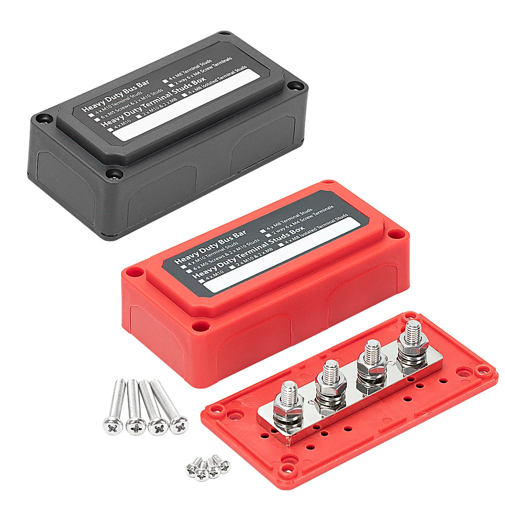 300A Bus Bar Heavy Duty Power Distribution Block Busbar Box Module Design with 4X M8 (5/16") Terminal Studs For Car RV Boat