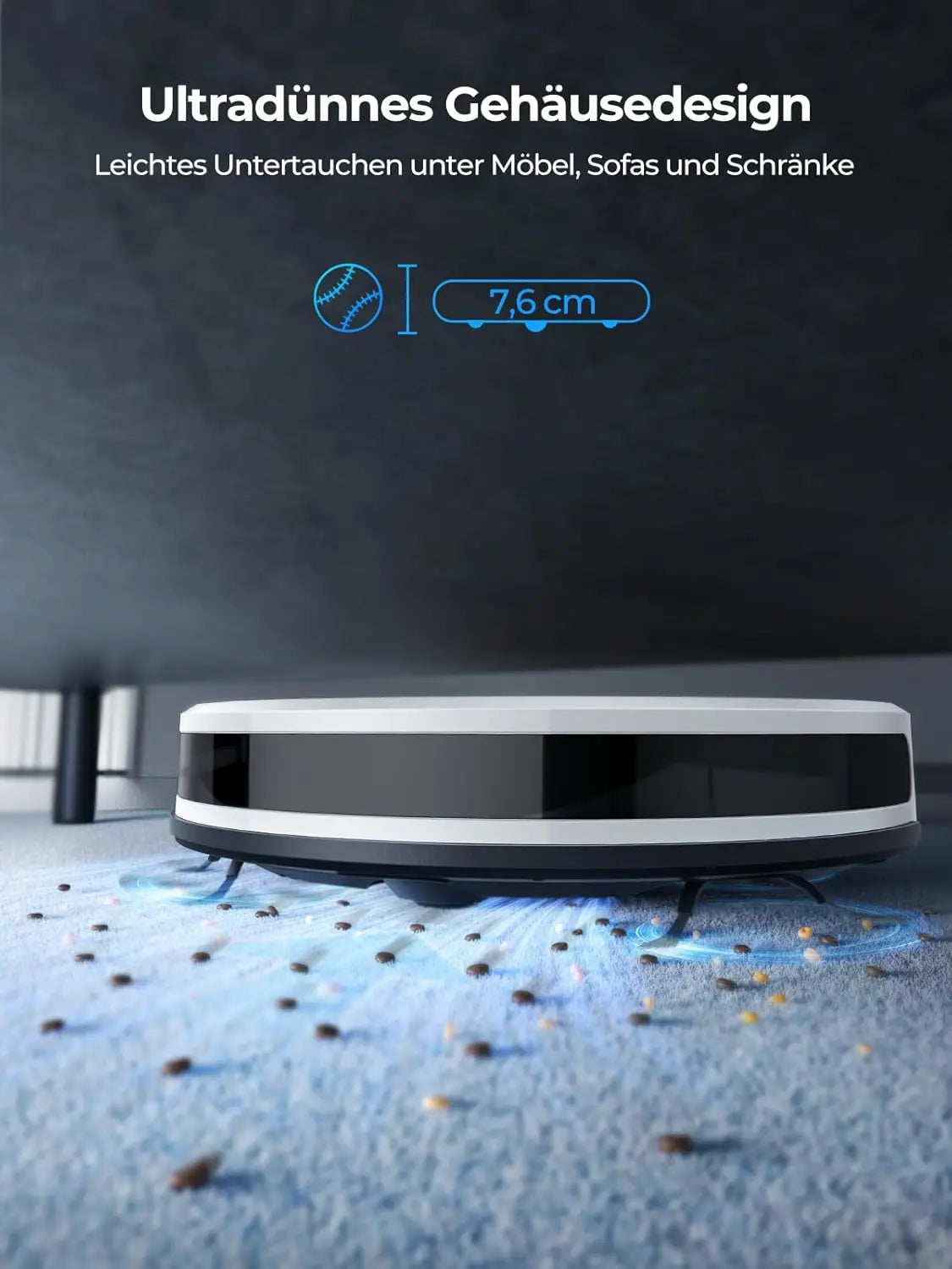 Aspirapolvere Lavatore 4000Pa con Boost Auto per Tappeto, Ultra Sottile e Silen