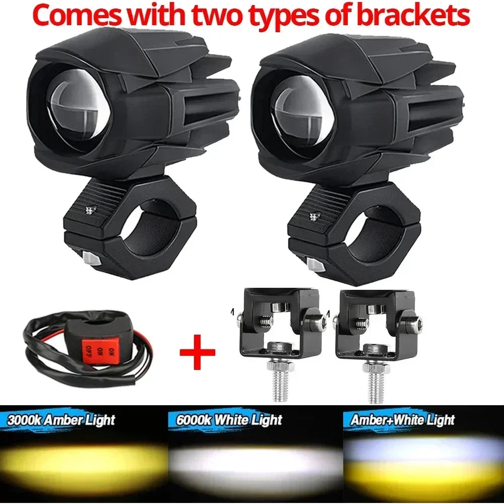 LED Motorcycle Spotlight 200W Headlight Fog Lights Accessories Off Road ADV GS UTV Truck Assisted Lamp Auxiliary Lights 12V 24V