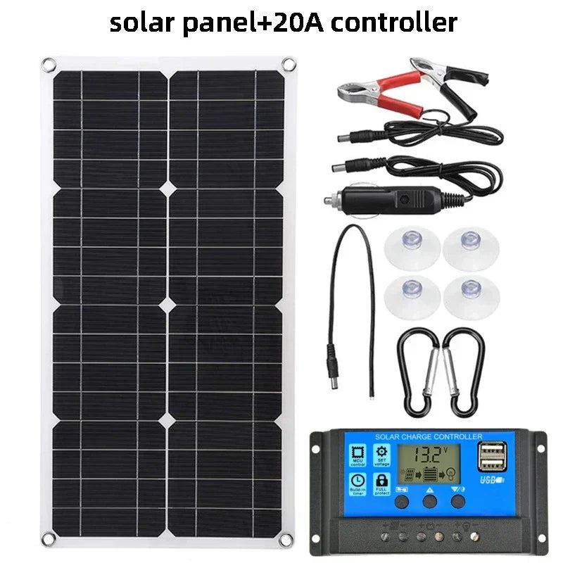 800W Solar Panel Power Bank Solar Battery Kit Complet Camping 12V18V Controller Camper Accessories Solar Charge Mobile Phone