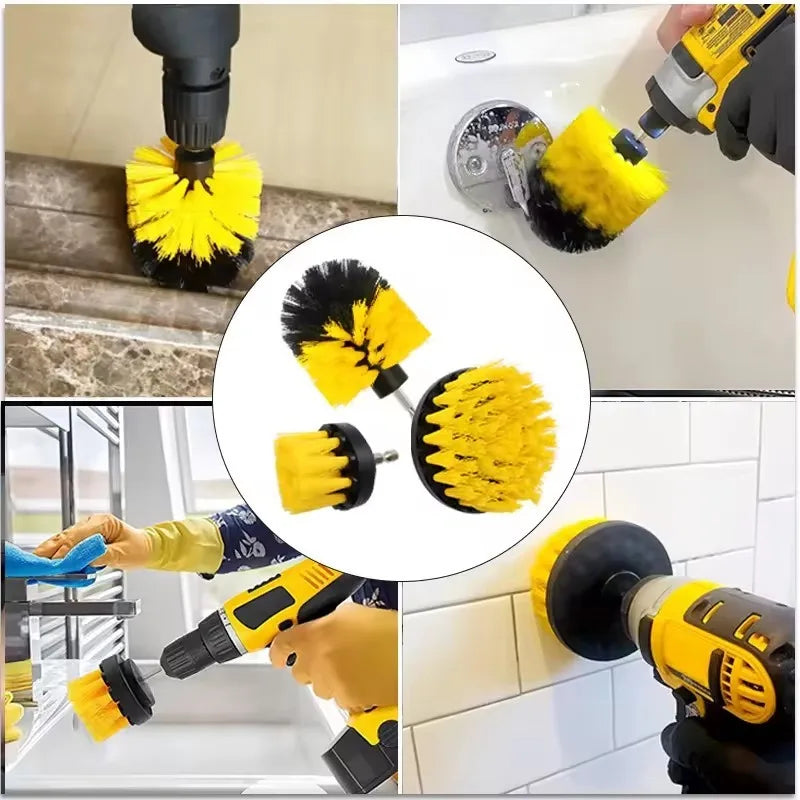 Electric Scrubber Brush Drill Brush Kit Power Drills Scrubber Brush For Carpet Glass Car Tires Nylon Brushes 2/3.5/4''