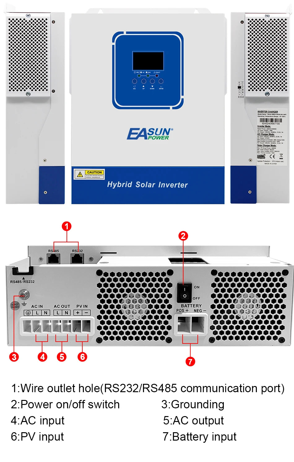 EASUN POWER Hybrid Solar Inverter 4KW 2KW Pure Sine Inverter 24V 12V Dropshipping Solar Inverter Charger power bank Inversor