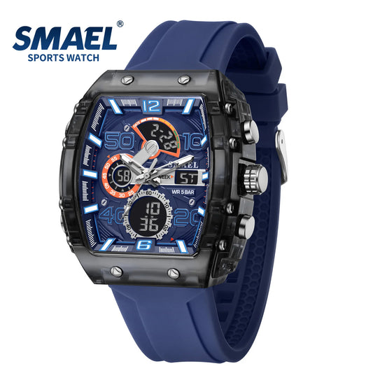 SMAEL 8109 New Men's Watch Multifunctional Sports 50M Waterproof Dual Display LED Night Light Leisure Student Electronic Watch
