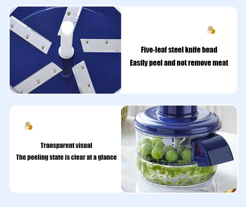 Automatic Fruit Peeler Intelligent Peeling Machine Portable Wireless Grape/tomato/Garlic Peeler for Home Fast Kitchen Supplies