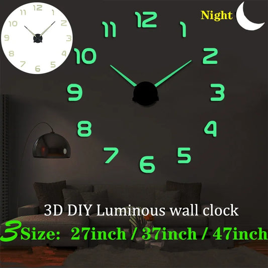 2025 Modern Design Large Wall Clock 3D DIY Quartz Clocks Fashion Watches Acrylic Mirror Stickers Living Room Home Decor Horloge