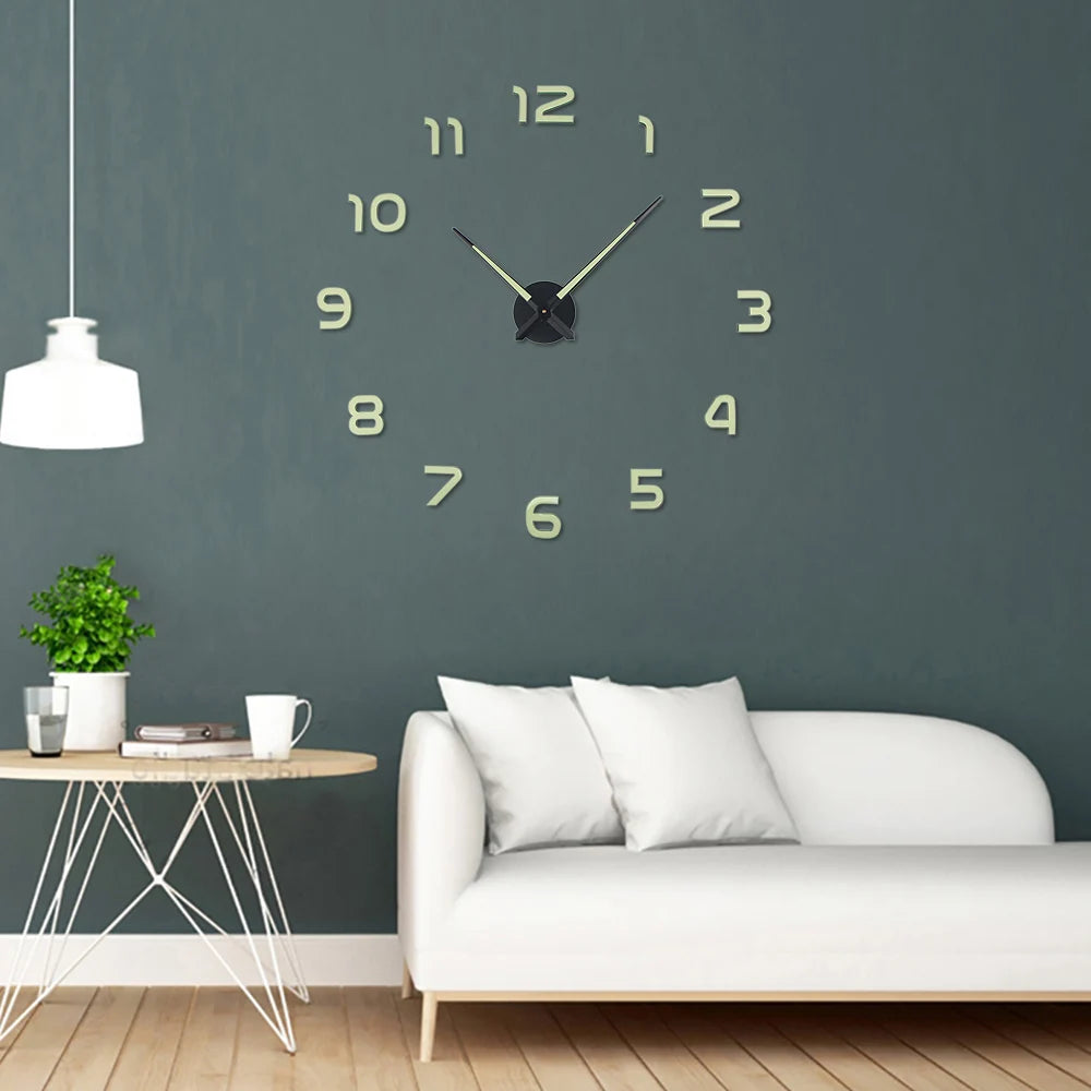 2025 Modern Design Large Wall Clock 3D DIY Quartz Clocks Fashion Watches Acrylic Mirror Stickers Living Room Home Decor Horloge