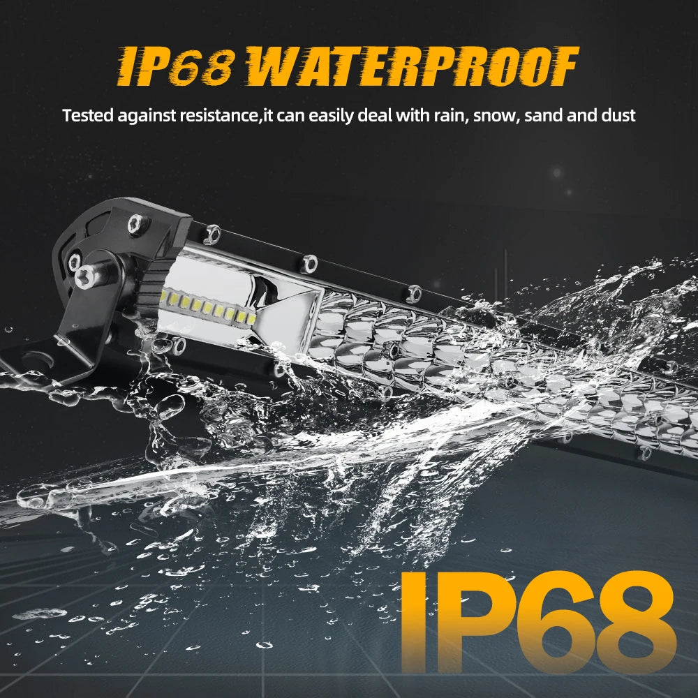 UNISHINE Slim 12D Led Light Bar 20-52inch Spot Flood Combo Beams LED Driving Light For SUV 4X4 Off Road LED Work Lamp 12V 24V