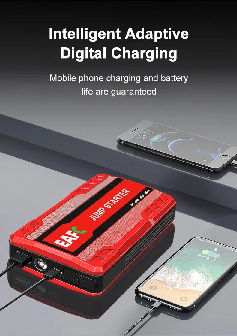 EAFC 2000A Car Jump Starter Portable Power Bank 20000mAh Car Battery Booster 12V Auxiliary Starting Device for Diesel Gasoline