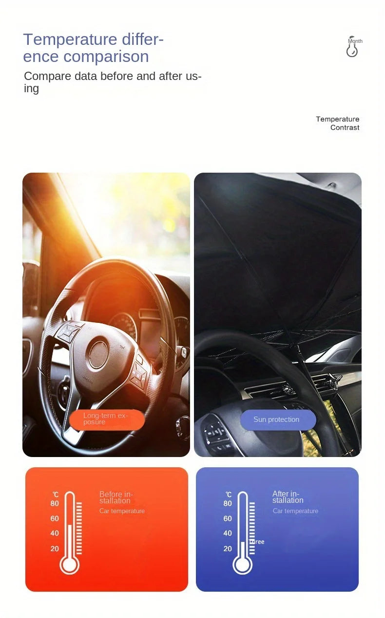 Car Front Windshield Sunshade Umbrella Summer Sun Protection Sunshade Blocking Car Interior Cooling Supplies