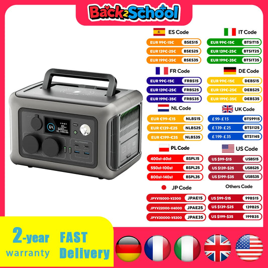 ALLPOWERS Portable Power Station R600, 299Wh LiFeP04 Battery with 2x 600W (1200W Surge) AC Outlets for Outdoor Camping RV Home