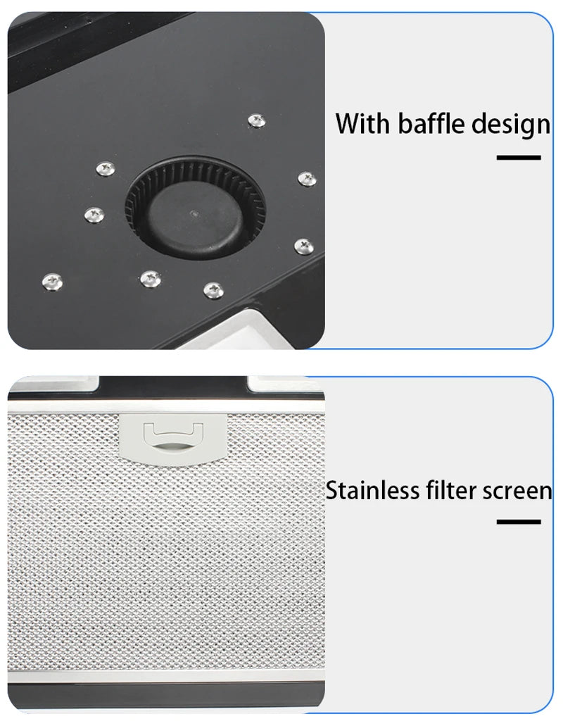 RV Extractor Hood with 2 LED Lights and 3 Turbine Fans 12V Removable Kitchen Range Hood for Motorhome Camper Yacht Caravan