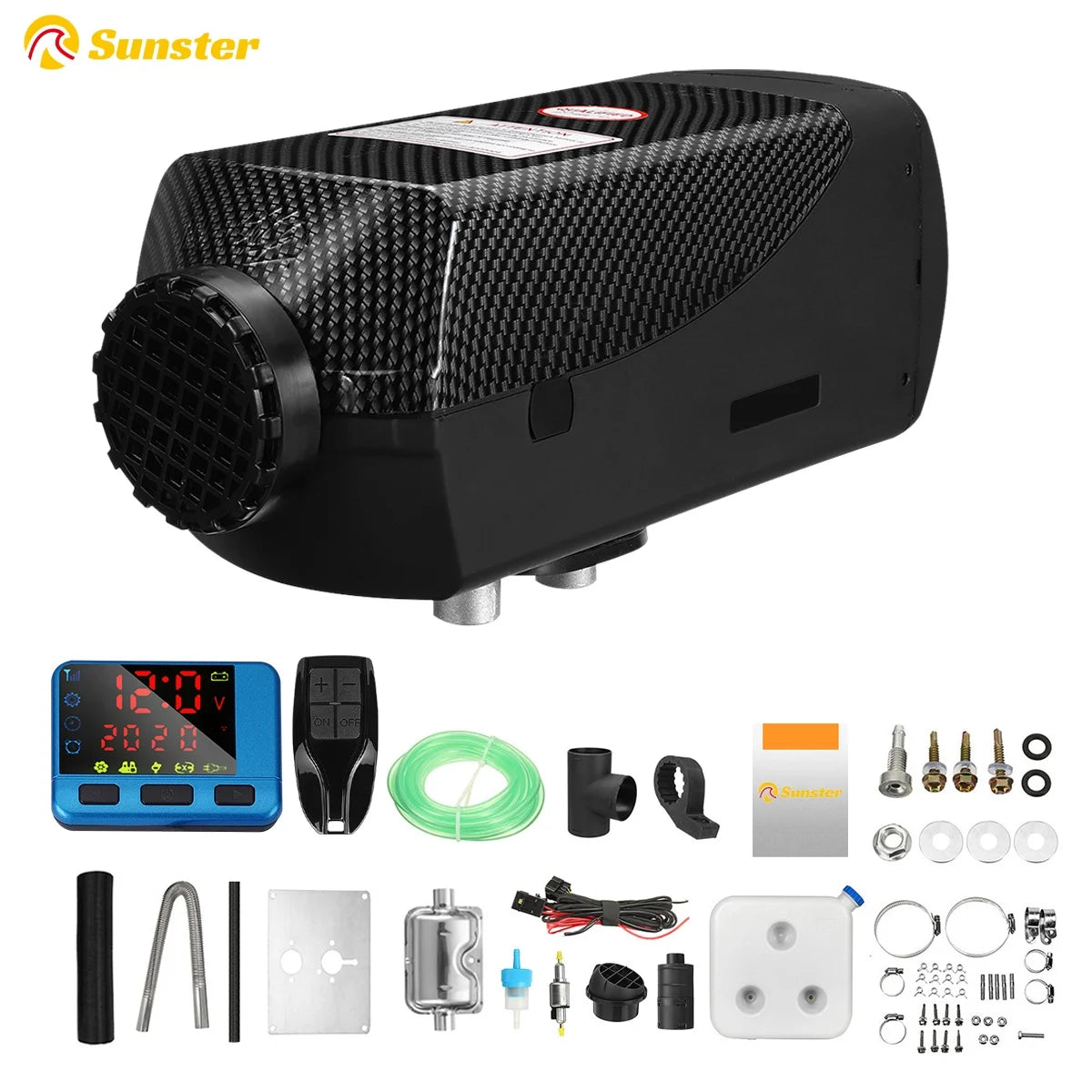 Sunster 8KW Air Diesel Heater 12V Diesel Parking Heater LCD Switch Diesel Heater Muffler for RV Motorhome Trailer Trucks Boats
