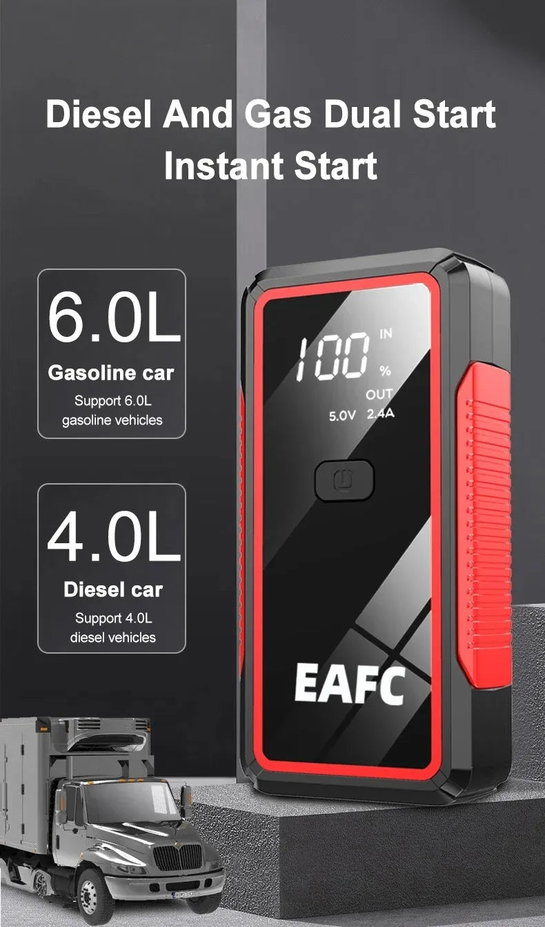 EAFC 2000A Car Jump Starter Portable Power Bank 20000mAh Car Battery Booster 12V Auxiliary Starting Device for Diesel Gasoline