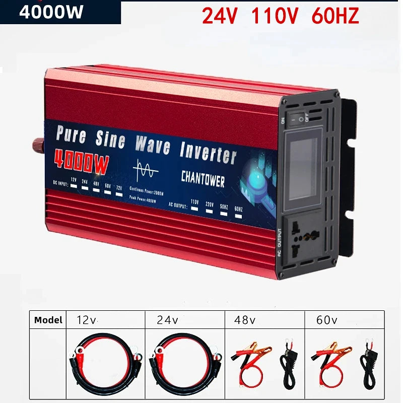 4000W 5000W Inverter 12V 220V 24V 110V Pure Sine Wave Inverter DC To AC Portable Power Voltage Converter Solar Car Inverter