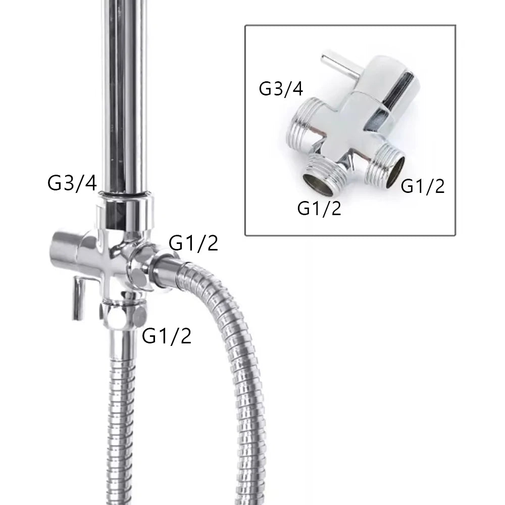 Split Shower Column Set Bathroom Faucet Single Cold Mixer Water Tap System Bathtub Taps Rainfall Shower Head Accessories Adapter