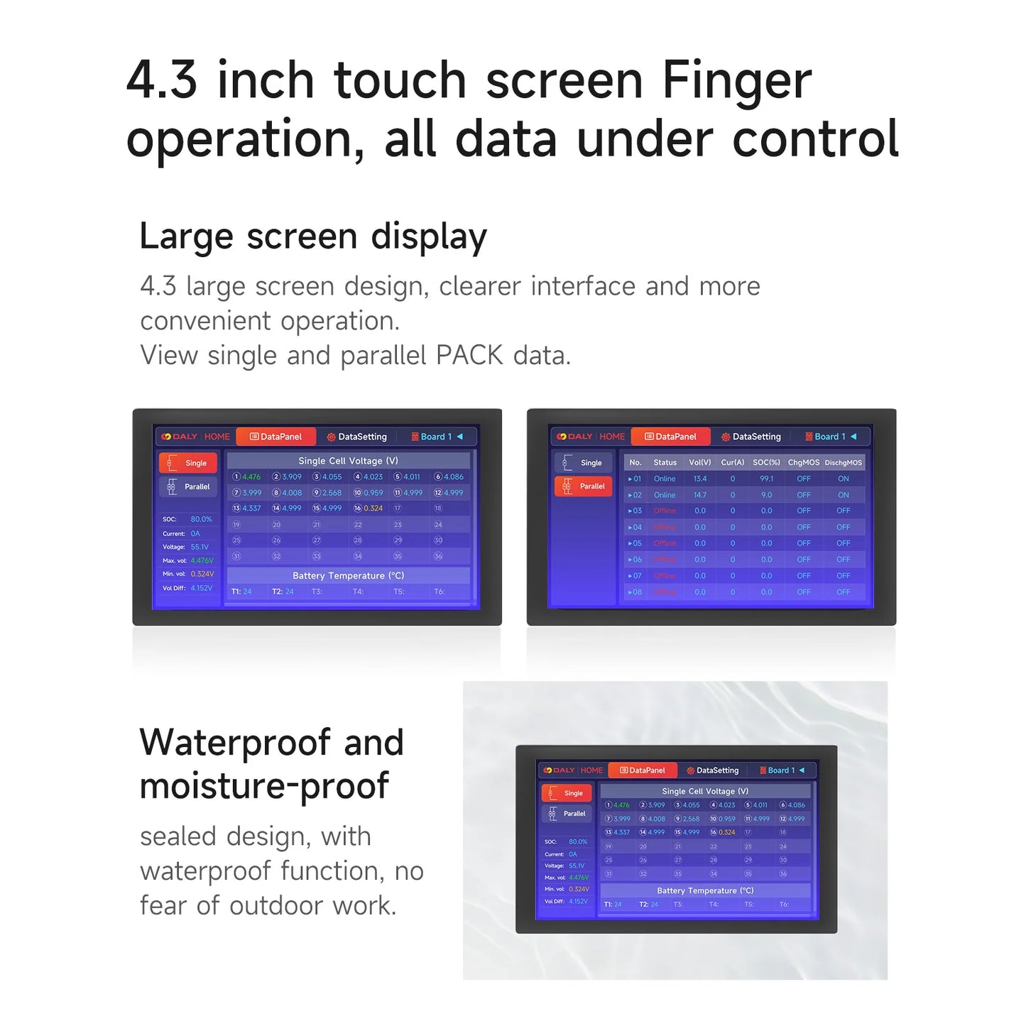 Smart BMS accessory bluetooth UART RS485 cable CANbus Power Board LCD dispay for daly 8S 10s 13s 14s 16S 20S BMS 100BALANCE
