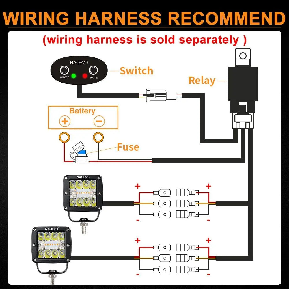 NAOEVO 120W Auto Led Light Bar 3inch Pods Work Light DRL 4x4 Truck Fog Lamp12V 24V for Jeep Tractors Boat ATV Motorcycle