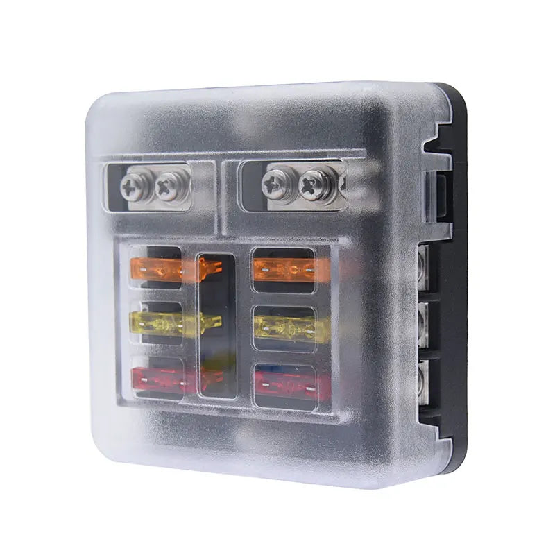 ACCESTING 6/12 Way Blade Fuse 12-24V Car Boat Fuse Box Holder With Plastic Cover For Power Panel Board Camper RV Accessorie