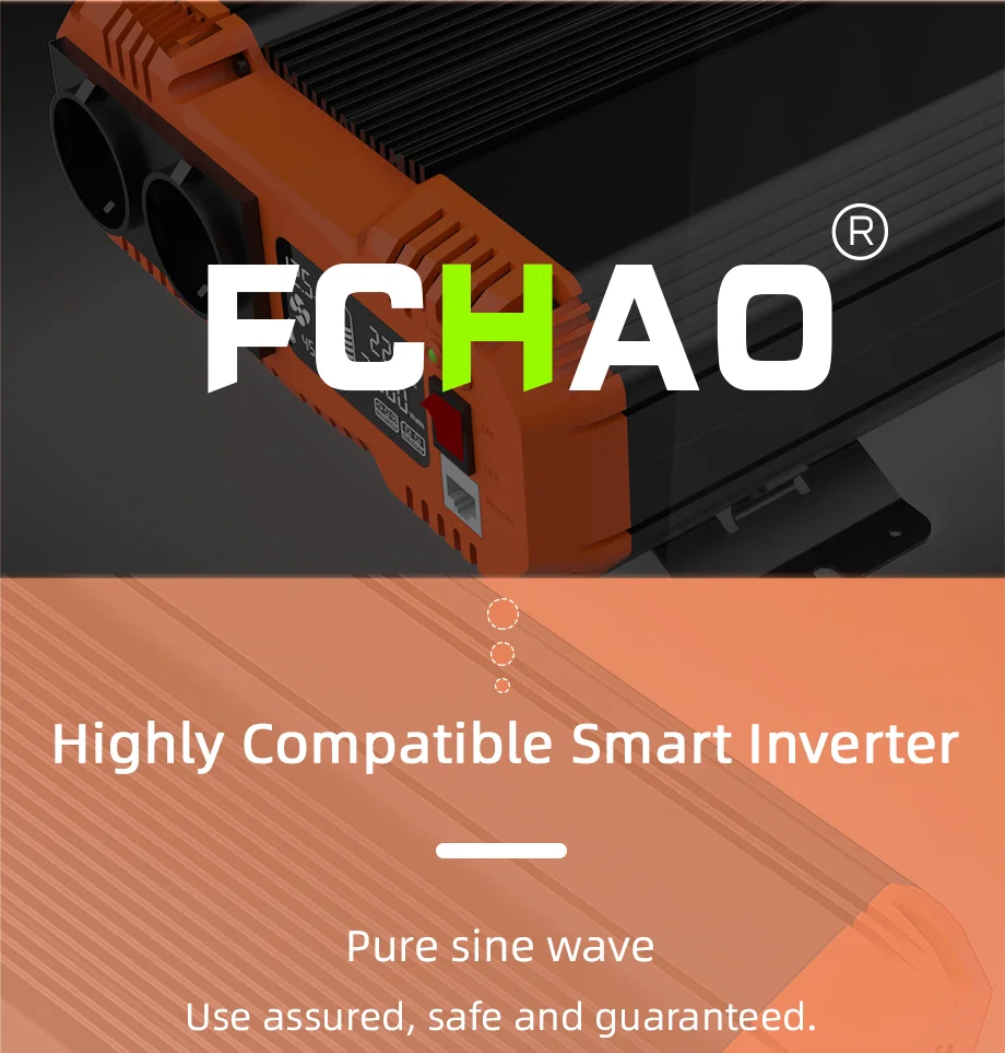 FCHAO 3000W 12V/24V/48V to 220V 230V 50Hz Pure Sine Wave Power Inverter, Car DC-AC Converter with LCD Display & Remote Controller for RV, Truck, Camping, Outdoor, Off-Grid Backup