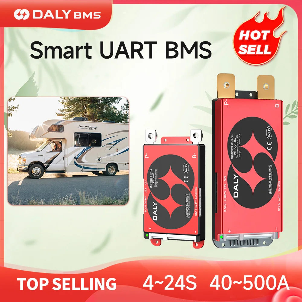 Daly Smart BMS LiFePo4 4S 12V BMS 8S 24S 72V 48V 16S 100A 150A 200A 250A 300A 3.7V Li-Ion BMS 7S 13S 14S 3.2V BMS