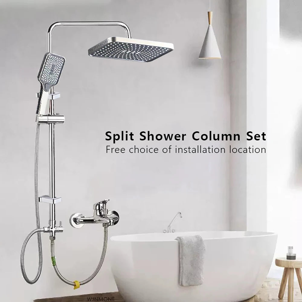 Split Shower Column Set Bathroom Faucet Single Cold Mixer Water Tap System Bathtub Taps Rainfall Shower Head Accessories Adapter