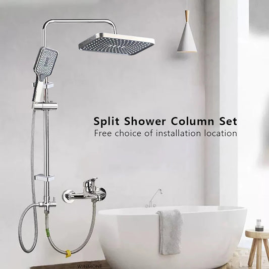 Split Shower Column Set Bathroom Faucet Single Cold Mixer Water Tap System Bathtub Taps Rainfall Shower Head Accessories Adapter