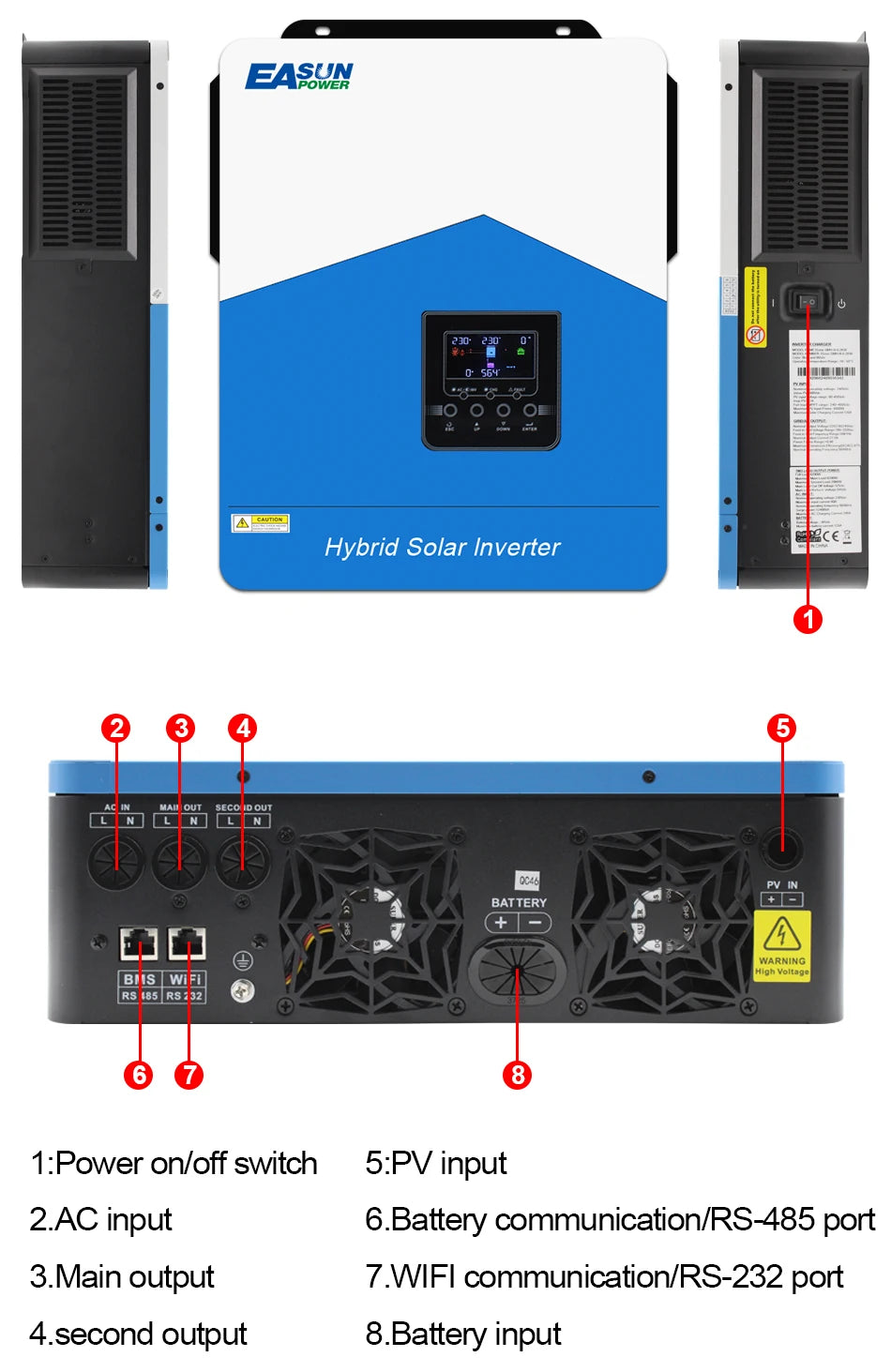 Hybrid Solar Inverter 6.2KW 4.2KW 3.2KW 2.2KW Solar Inverter Controller 12V 24V 48V 120A MPPT Hybrid Inverter with WIFI Off Grid