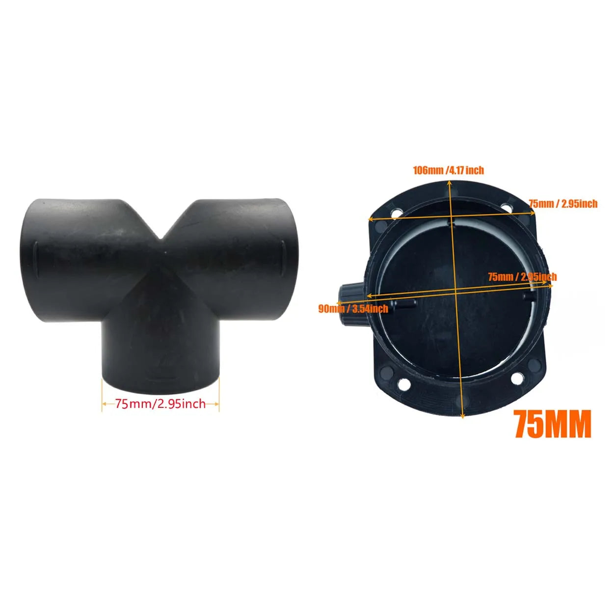 60mm 75mm Valve Flap Adjustable Air Diesel Heater Vent Ducting Branch Splitter Exhaust Pipe Outlet Joiner Connector For Car