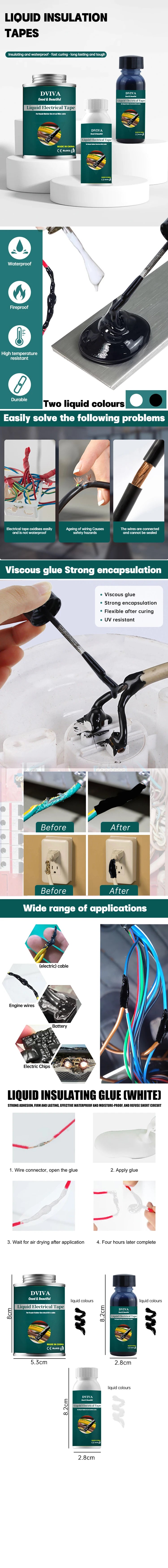 Liquid Electrical Tape Waterproof Insulation Paste Sealant Wire Cable Coat Fix Line Glue Repair Glue Insulation Glue 15~300ml