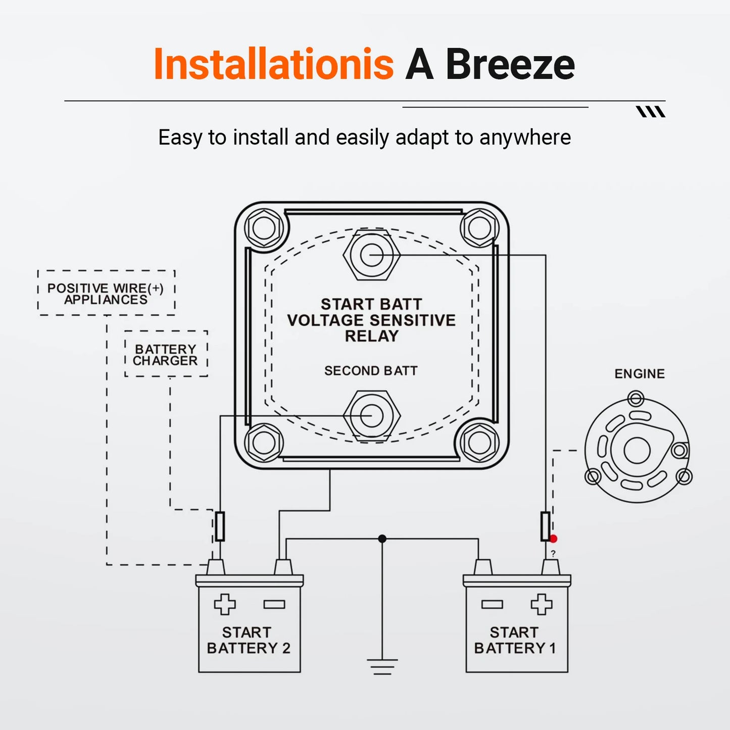 New Smart Dual Battery Isolator 12V 140A Waterproof Digital Voltage Sensitive Relay VSR Switch For Car RV Camper UTV Boat Marine