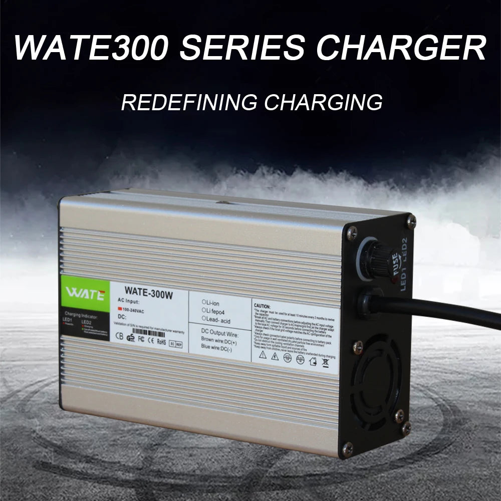 14.6V 10A Charger Smart aluminum Case For 4S 12.8V Outdoor Portable LiFePO4 Battery fast Charger WATE