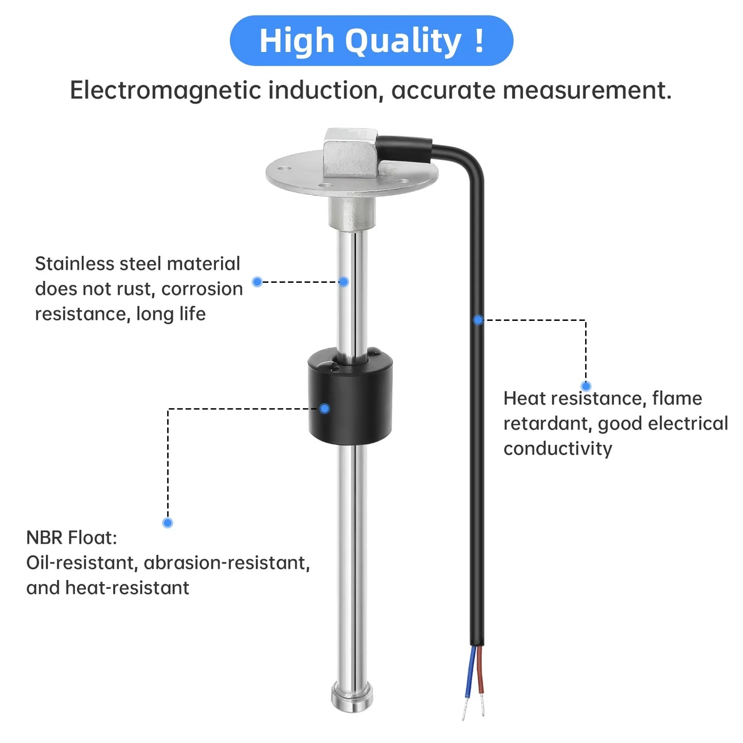 Water Level Sensor+52mm Water Level Meter Tank Indicator With Red Backlight 0-190Ohm Water Level Gauge for Car Boat 9-32V Custom