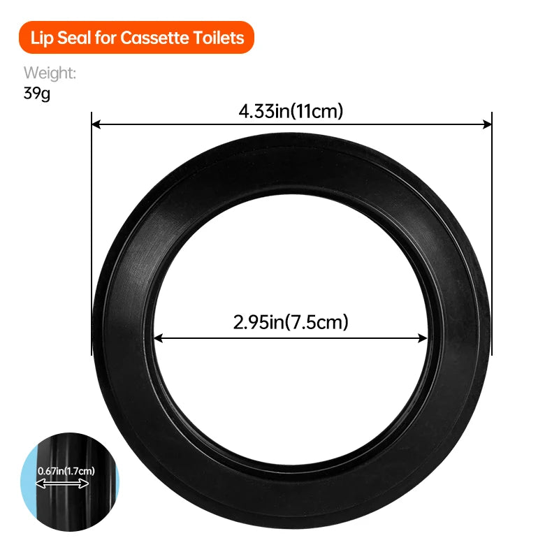 Rubber Toilet Seal for RV Cassette Waste Tank Universal Gasket Ring for Camper Caravan, Portable Toilets