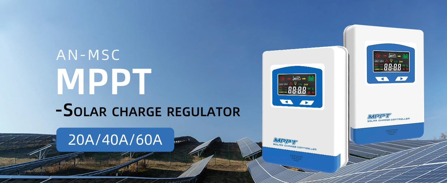 MPPT Solar Charge Controller 20A 30A 40A 60A 12V 24V Auto Battery Charger Input 100VDC Solar Panel Regulator LCD Display