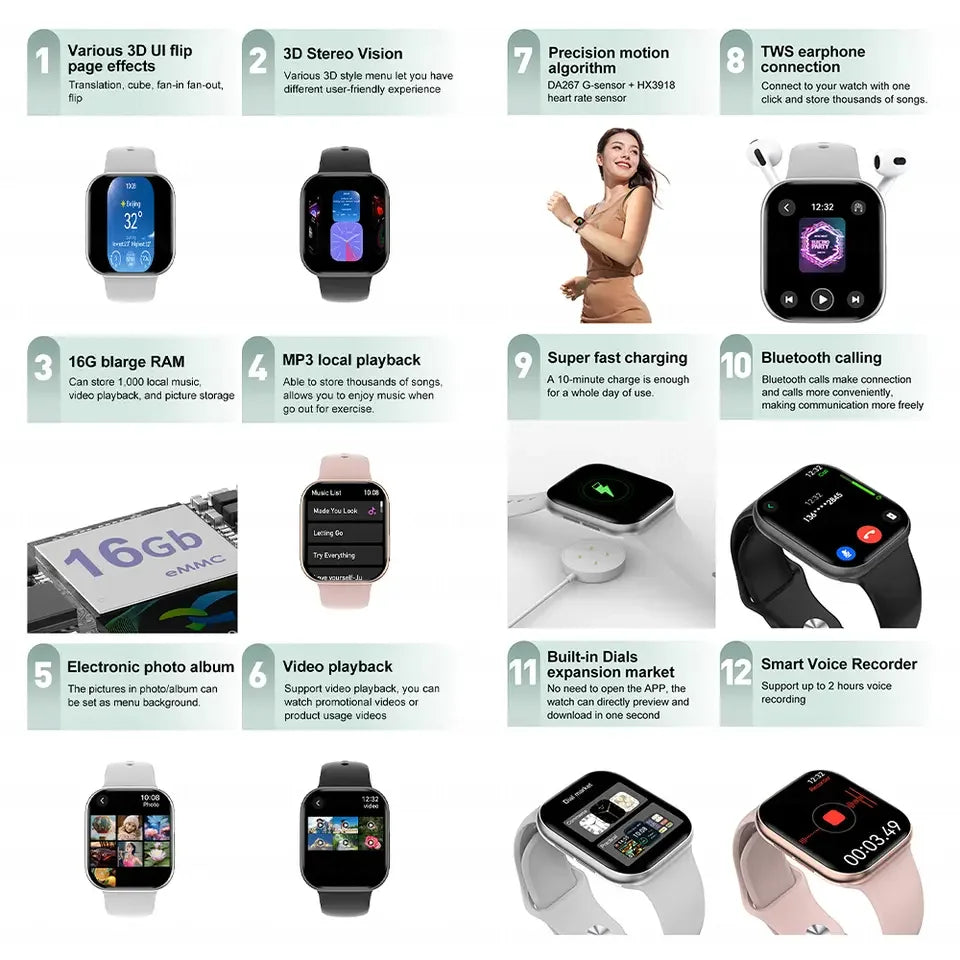 2025New GPS Smart Watch Series 10 For Apple Watch 10 Memory Music Video Bluetooth Call Waterproof NFC Smartwatch For Android IOS