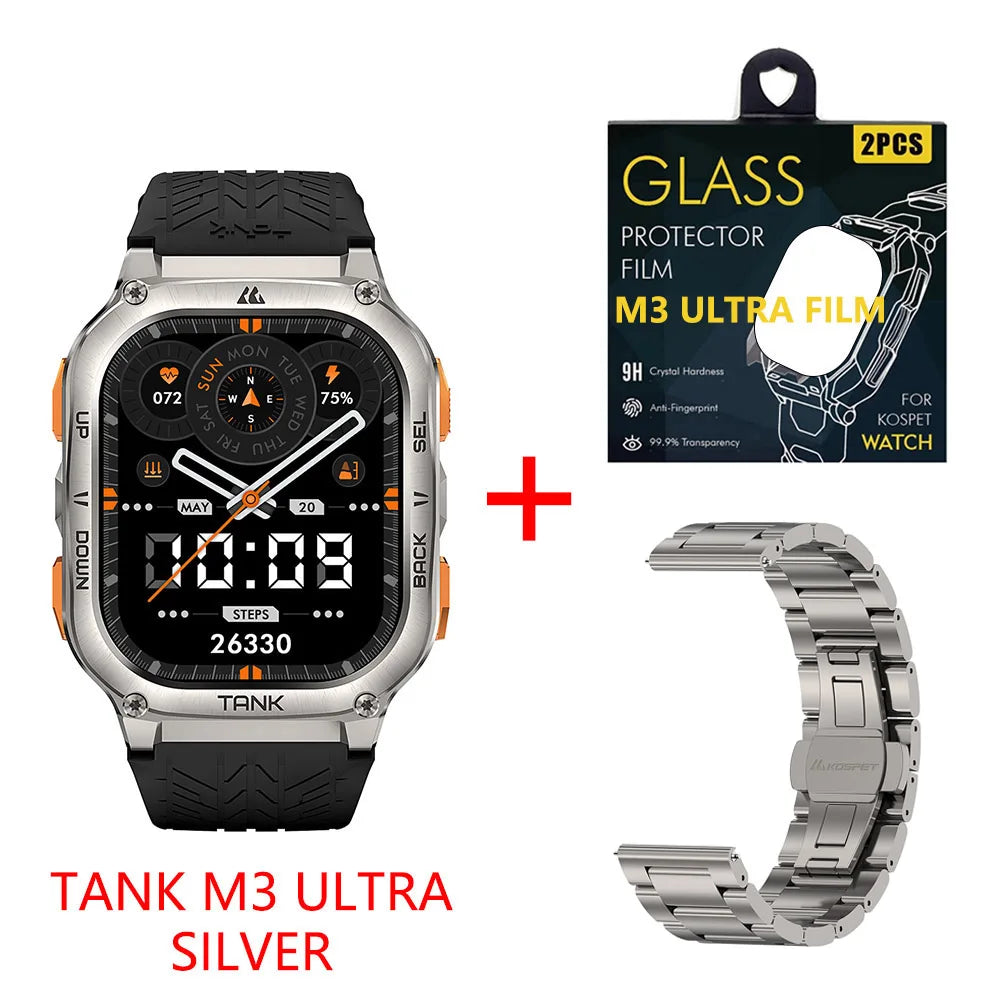 2024 KOSPET TANK M3 Ultra GPS Smartwatches Men Women Waterproof Smart watch 480mAh Digital Fitness AOD Male Electronic Watches