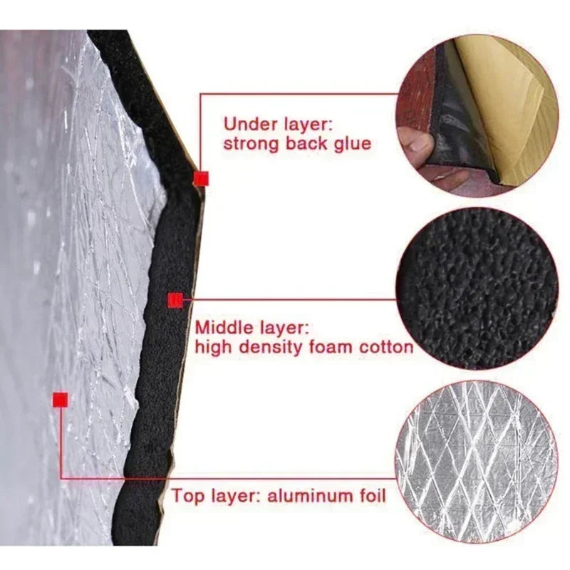 2000*500/250*400mm 5/10mm Car Sound Mat Proofing Deadener Heat Noise Insulation Deadening Mat Hood Closed Cell Foam Accessories