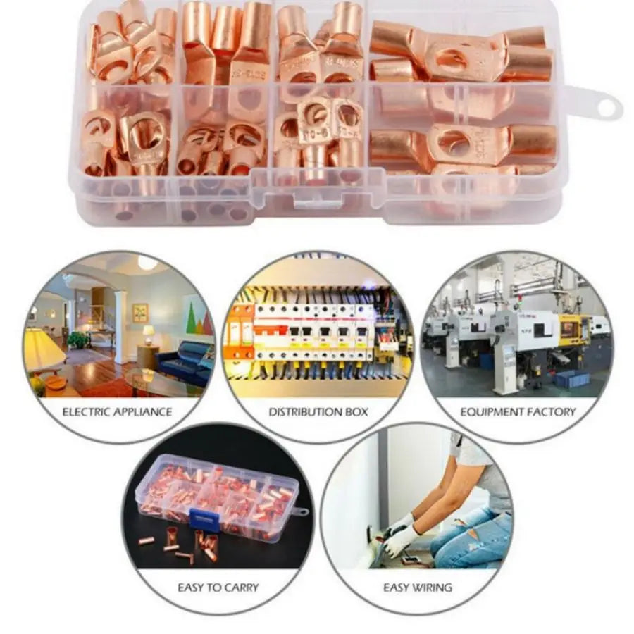 60PCS SC Tinned Copper Lug Ring Wire Connectors Bare Cable Terminal